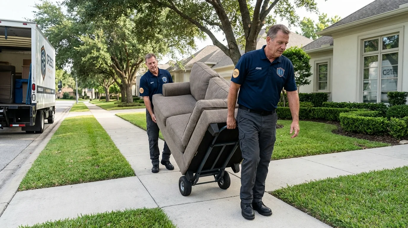 Local residential moving crew loading furniture in Clyde, NY